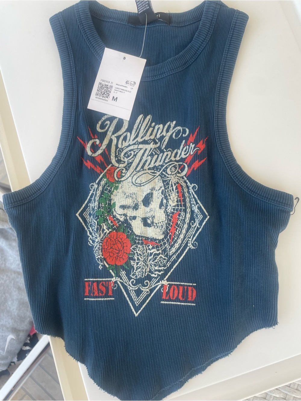 Forever 21 Graphic Crop Tank - Blue
